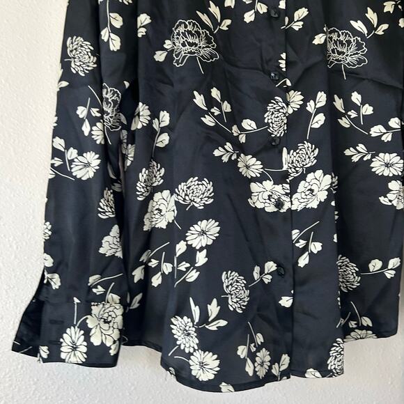 Vintage Notations button up satin floral shirt dark academia fairy whimsigoth M - Picture 4 of 16